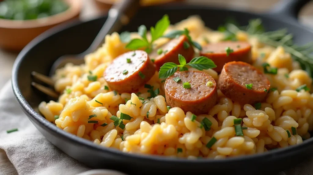 One Pot Creamy Rice with Chicken Sausage 1